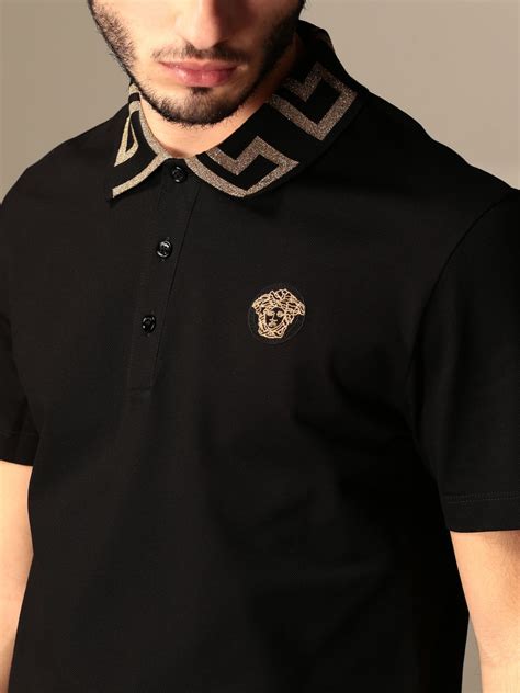 versace black polo shirt|authentic Versace shirt.